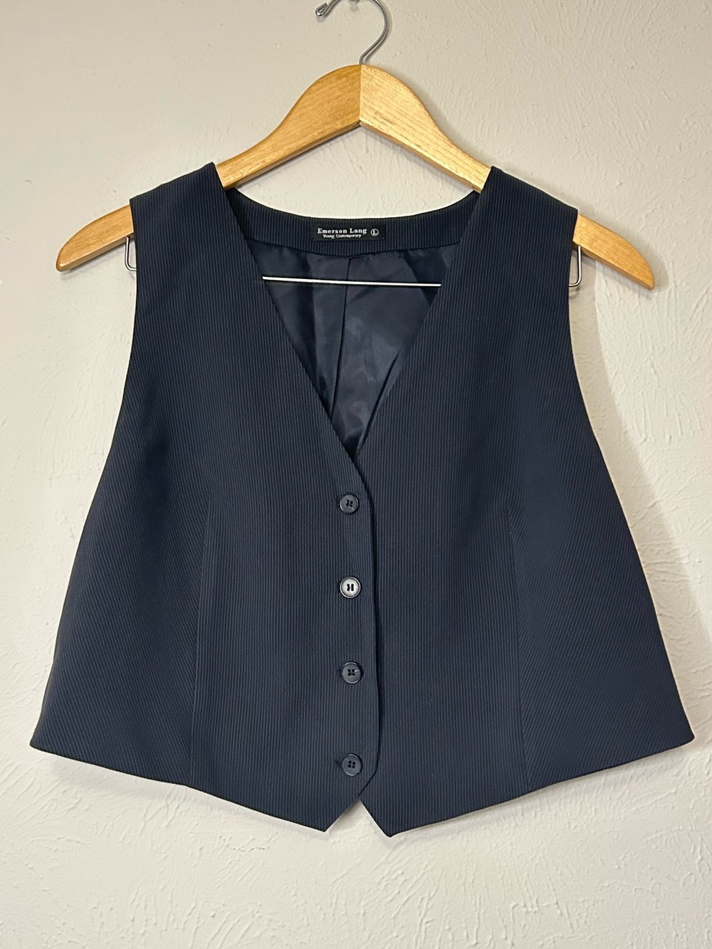 EMERSON Lang Pinstripe Vest Waistcoat Dark Blue Large